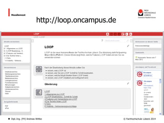 Moodlemoot

http://loop.oncampus.de

Dipl.-Ing. (FH) Andreas Wittke

© Fachhochschule Lübeck 2014

 