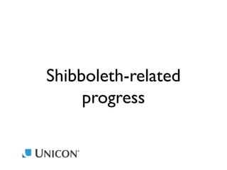 Shibboleth-related
progress

 