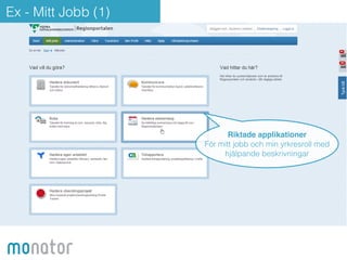 Ex - Mitt Jobb (1) 
Riktade applikationer! 
För mitt jobb och min yrkresroll med 
hjälpande beskrivningar 
 