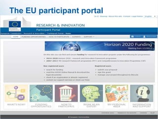The EU participant portal
 