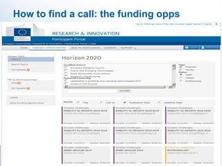 How to find a call: the funding opps
 
