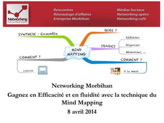 Networking Morbihan 
Gagnez en Efficacité et en fluidité avec la technique du 
Mind Mapping 
8 avril 2014 
 