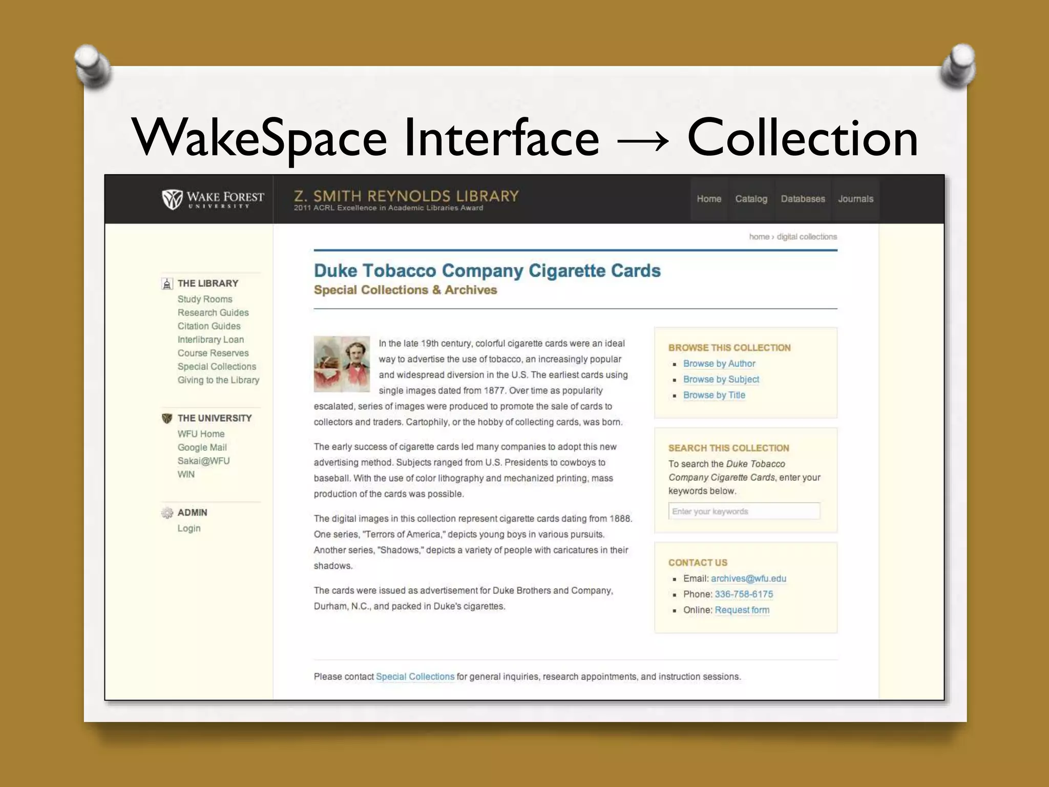 WakeSpace Interface → Collection
 