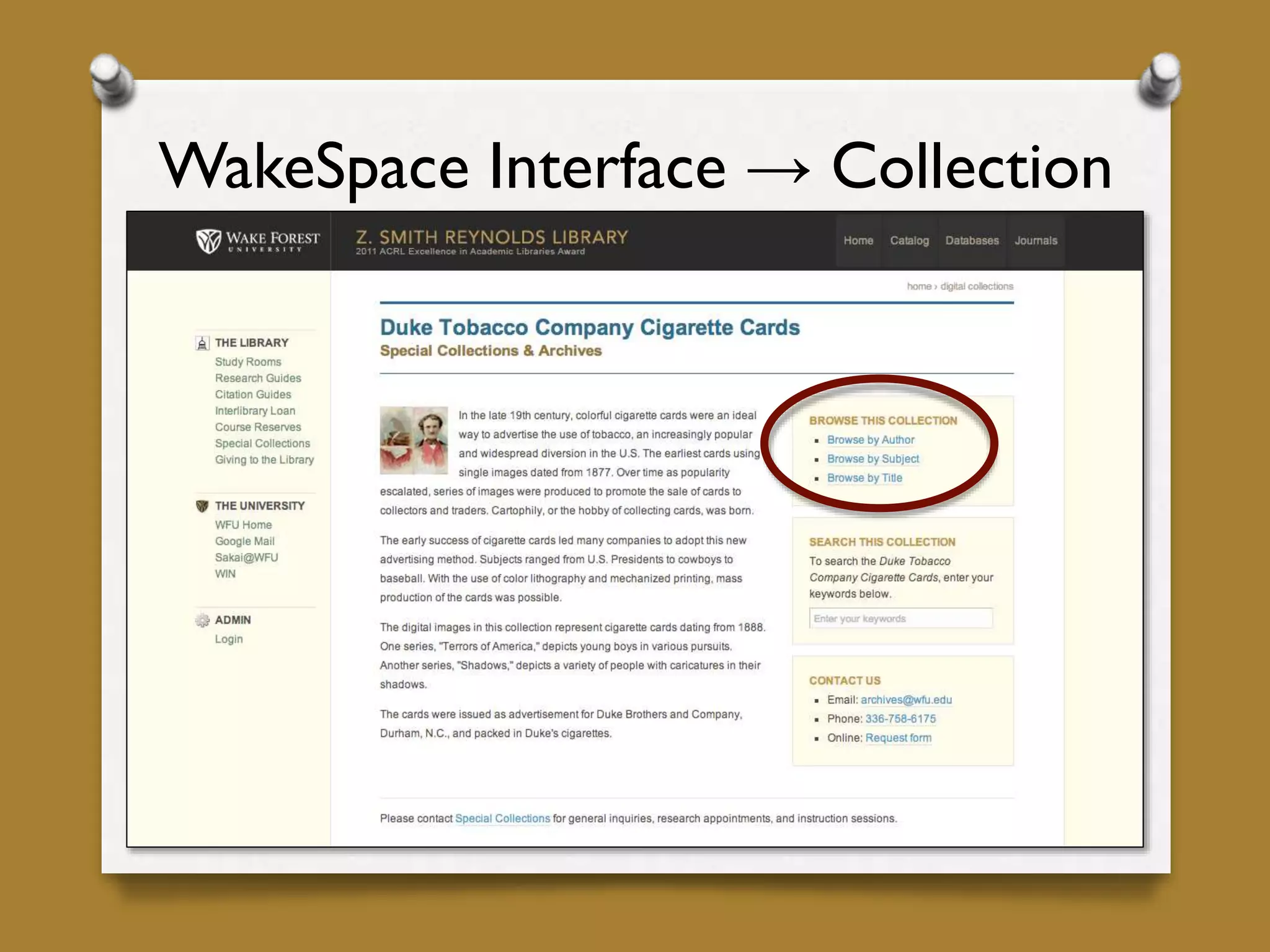 WakeSpace Interface → Collection
 