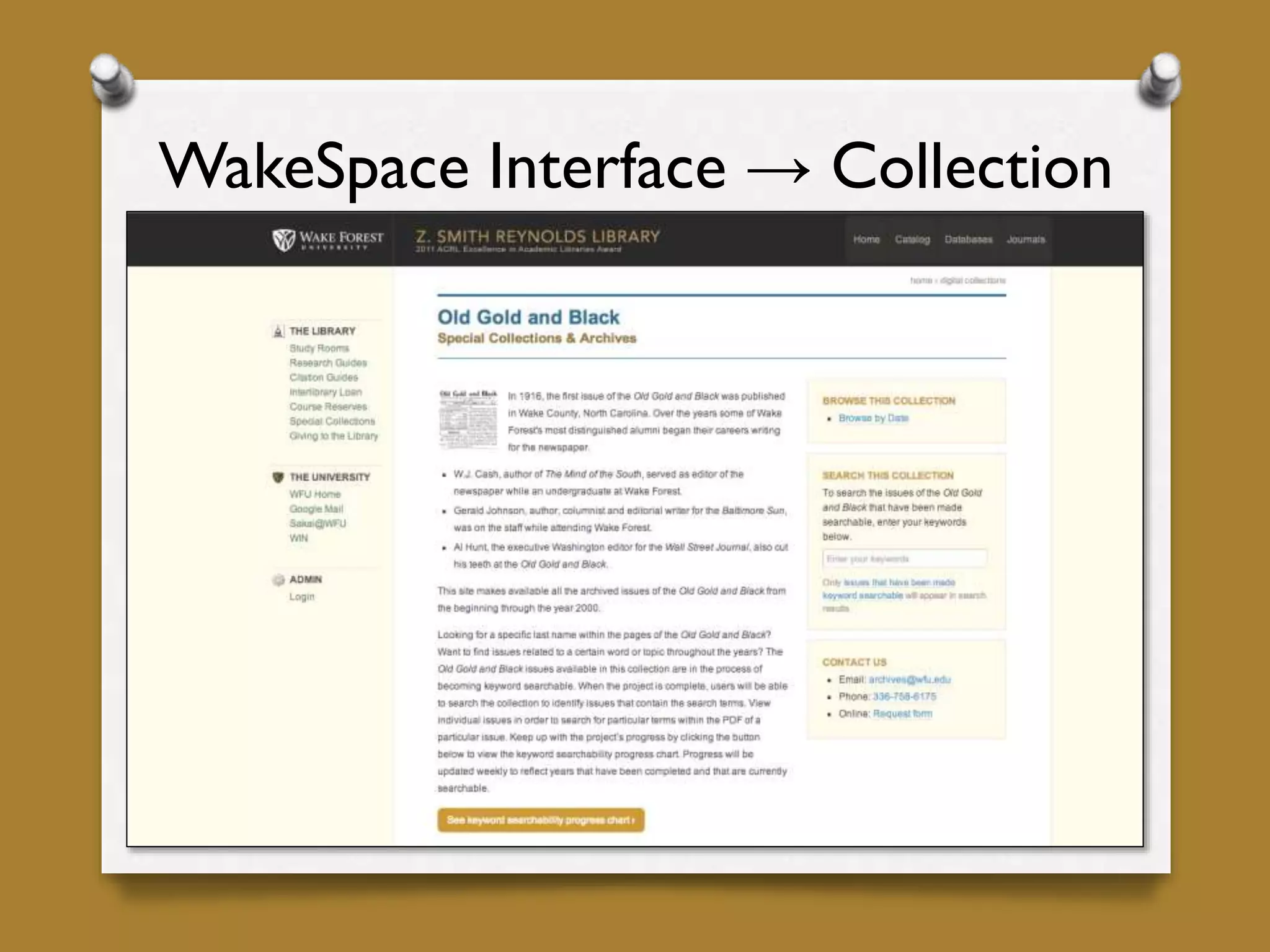WakeSpace Interface → Collection
 
