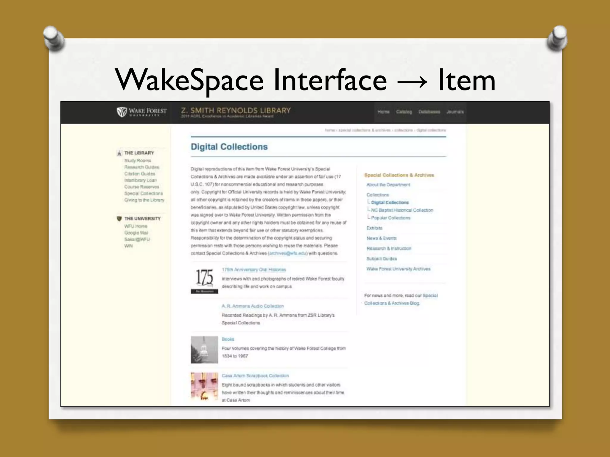 WakeSpace Interface → Item
 