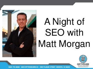 A Night of
SEO with
Matt Morgan
 