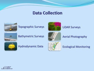Topographic Surveys Bathymetric Surveys Hydrodynamic Data 
LiDAR Surveys 
Aerial Photography 
Ecological Monitoring  