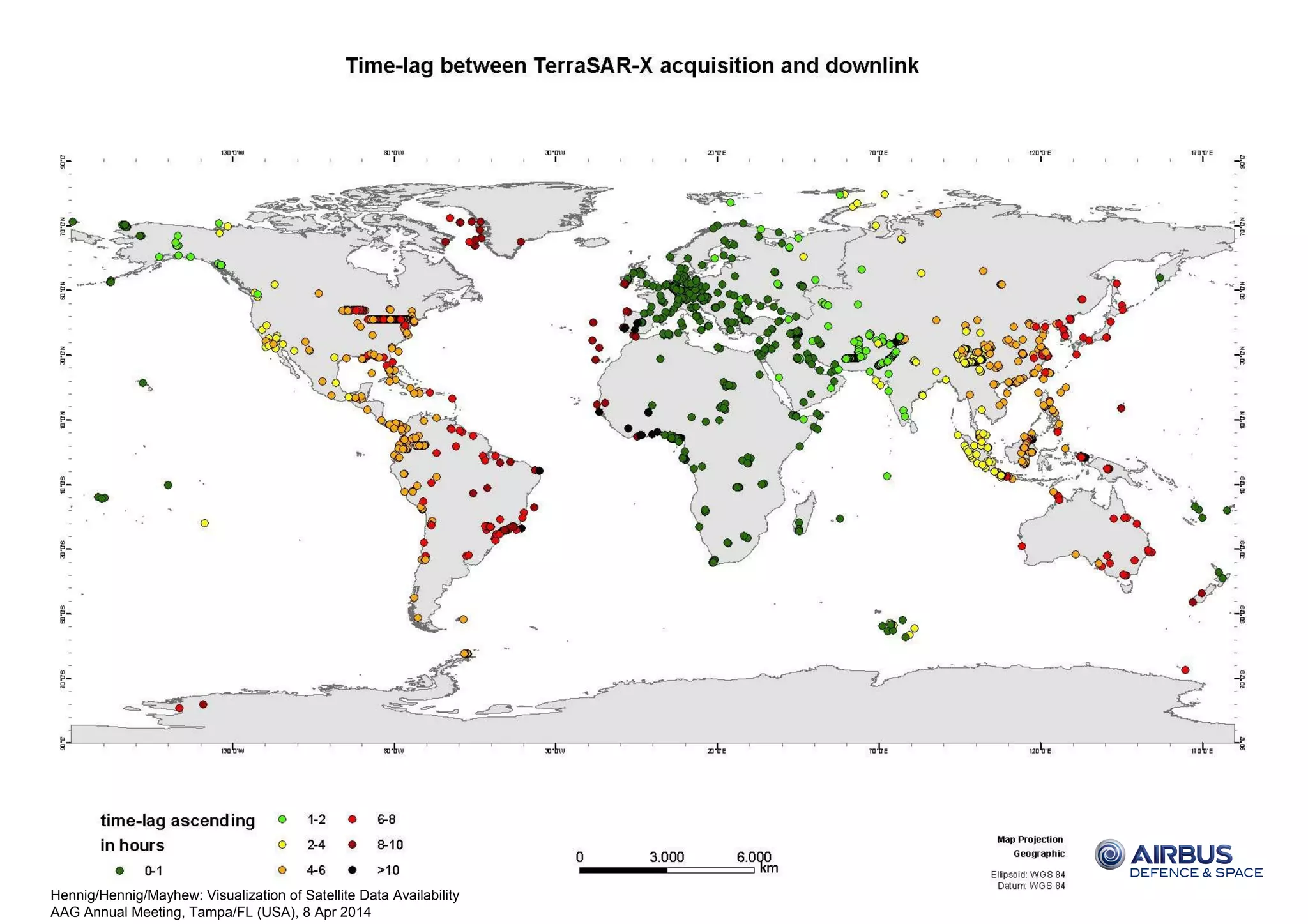 Confidential
©2014AirbusDefenceandSpace–Allrightsreserved.Thereproduction,distributionandutilizationofthisdocumentaswellasthecommunicationofitscontentstootherswithoutexpress
authorizationisprohibited.Offenderswillbeheldliableforthepaymentofdamages.Allrightsreservedintheeventofthegrantofapatent,utilitymodelordesign.
Hennig/Hennig/Mayhew: Visualization of Satellite Data Availability
AAG Annual Meeting, Tampa/FL (USA), 8 Apr 2014
 