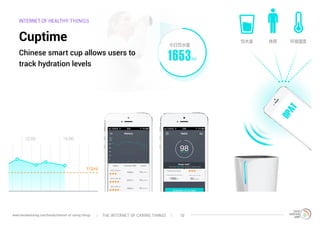 INTERNET OF HEALTHY THINGS
Cuptime
Chinese smart cup allows users to
track hydration levels
The interNEt of caring thingswww.trendwatching.com/trends/internet-of-caring-things 10
 