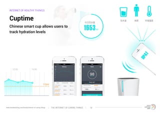 INTERNET OF HEALTHY THINGS
Cuptime
Chinese smart cup allows users to
track hydration levels
The interNEt of caring thingsw...