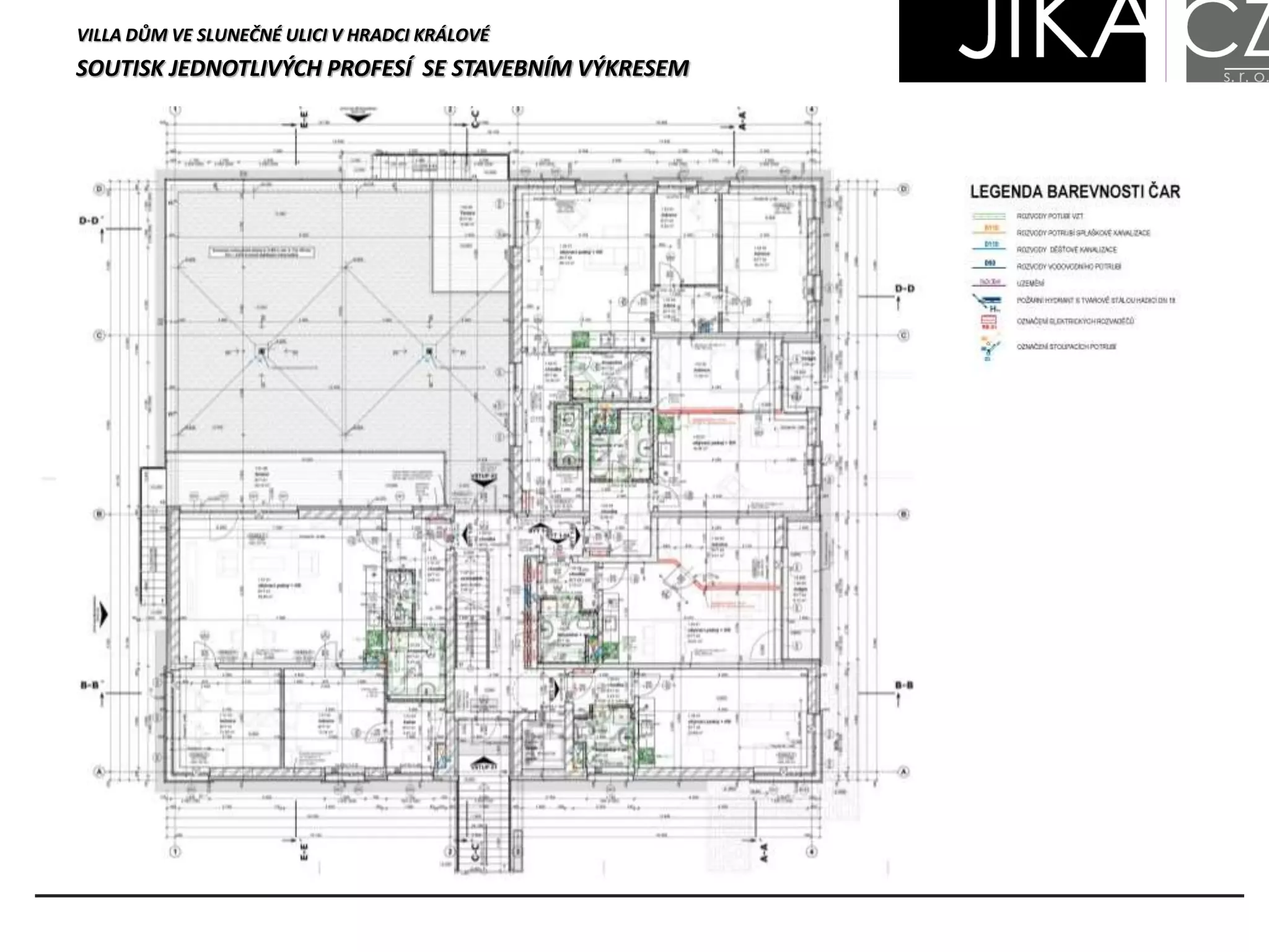 SOUTISK JEDNOTLIVÝCH PROFESÍ SE STAVEBNÍM VÝKRESEM
VILLA DŮM VE SLUNEČNÉ ULICI V HRADCI KRÁLOVÉ
 