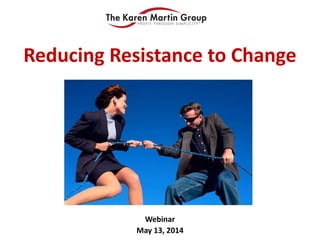 Webinar
May 13, 2014
Reducing Resistance to Change
 
