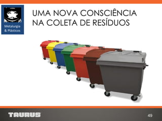UMA NOVA CONSCIÊNCIA
NA COLETA DE RESÍDUOS
49
Metalurgia
& Plásticos
 