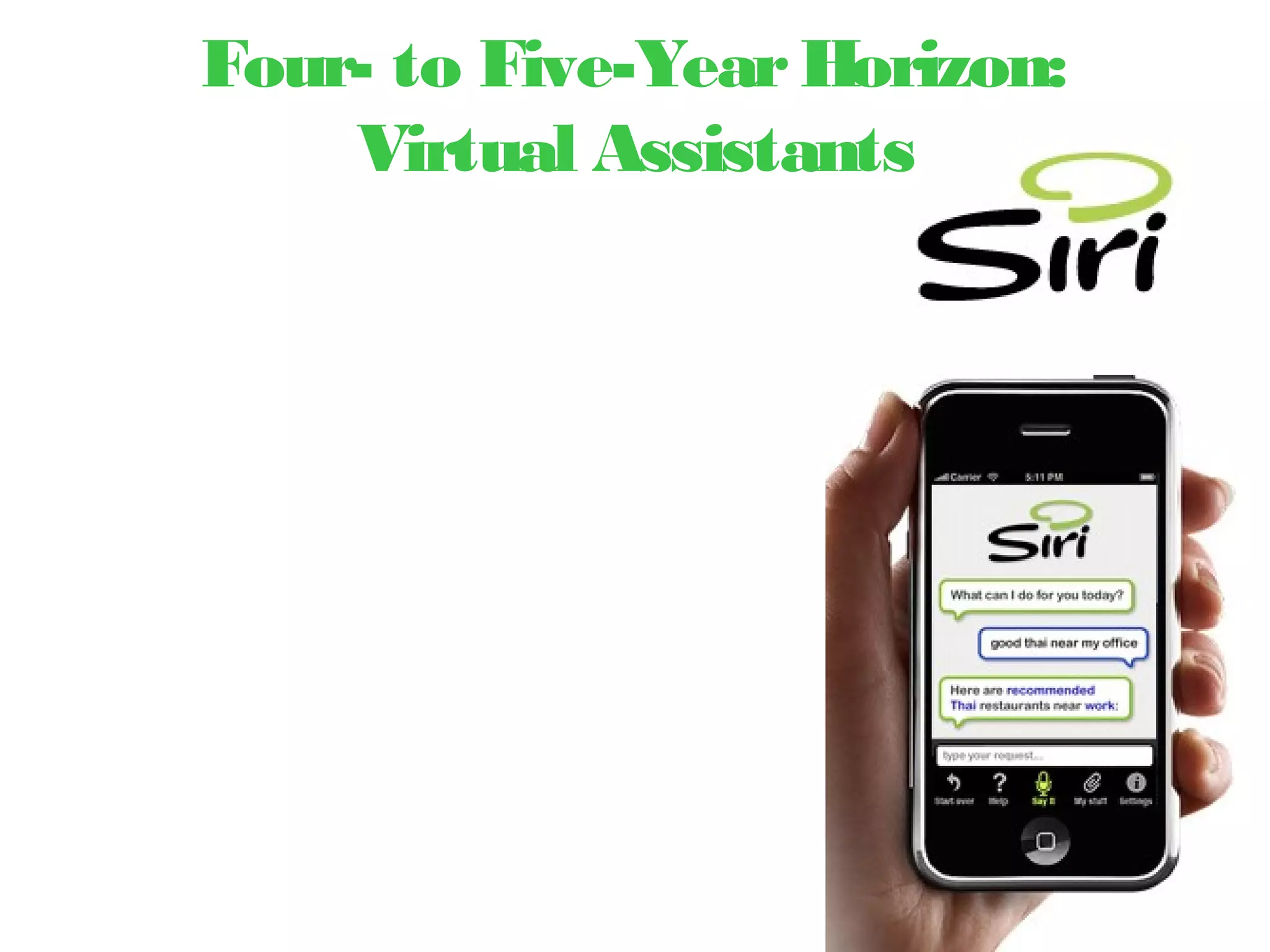 Four- to Five-YearHorizon:
Virtual Assistants
 