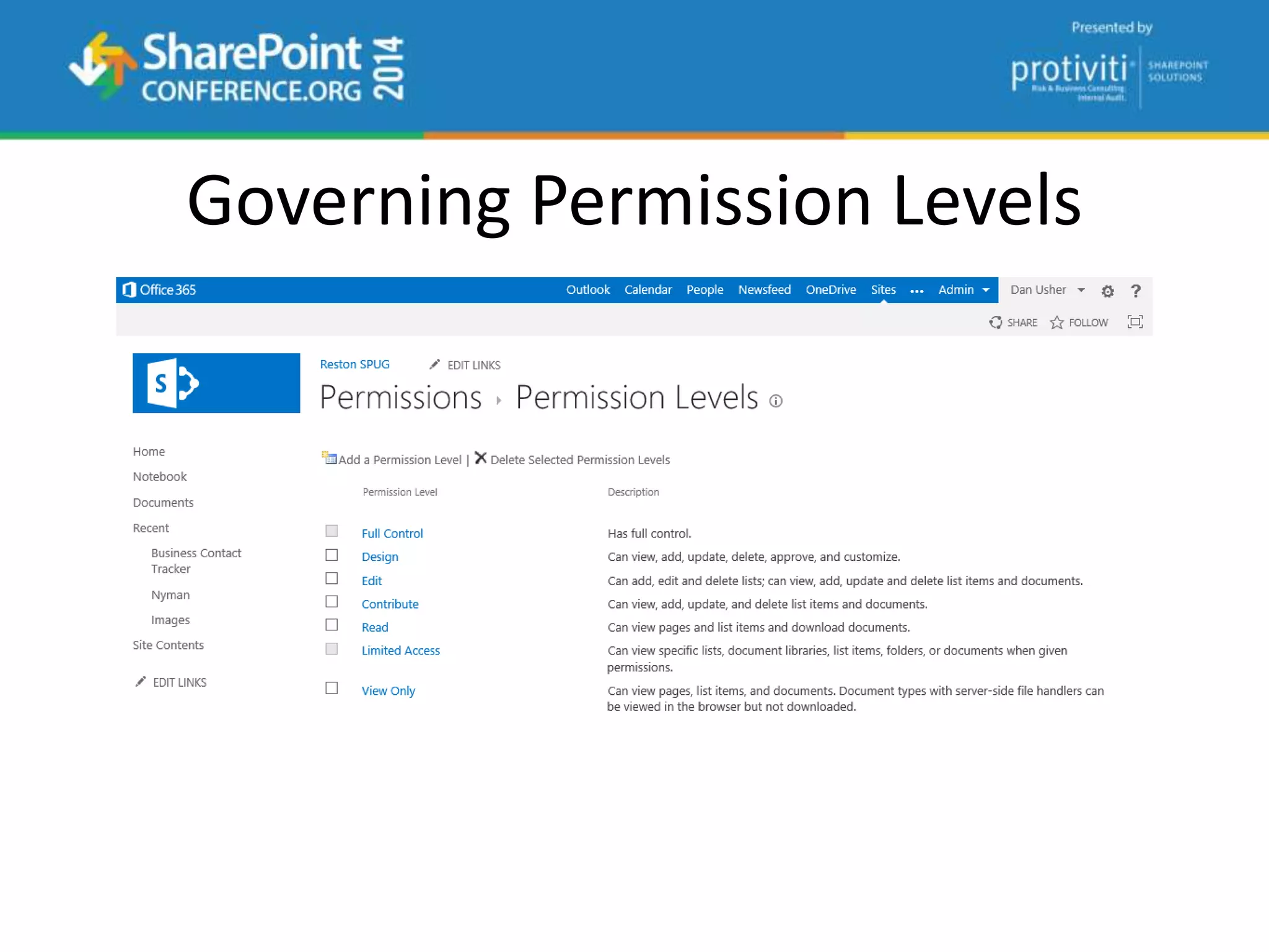 Governing Permission Levels
 