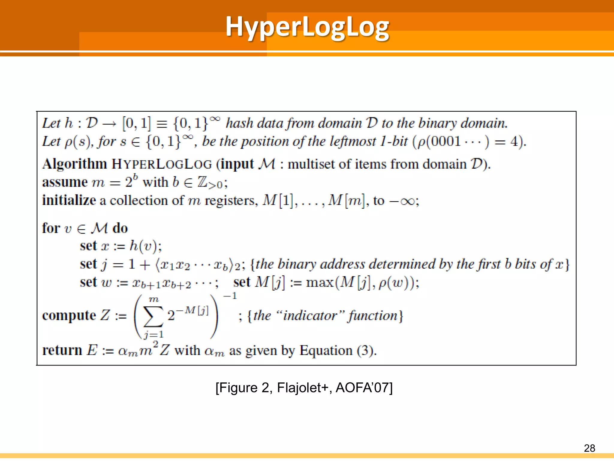 HyperLogLog
28
[Figure 2, Flajolet+, AOFA’07]
 