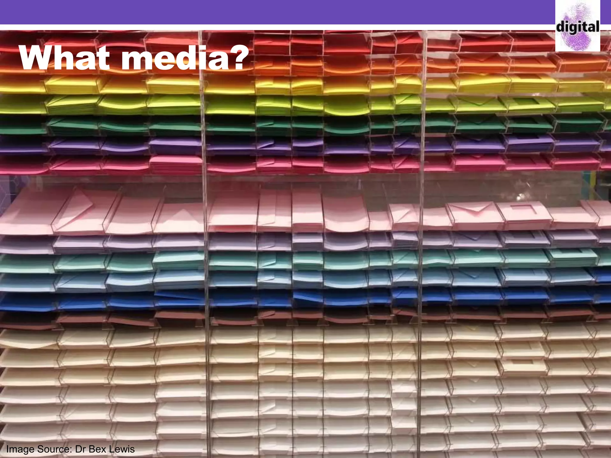 What media?
Image Source: Dr Bex Lewis
 