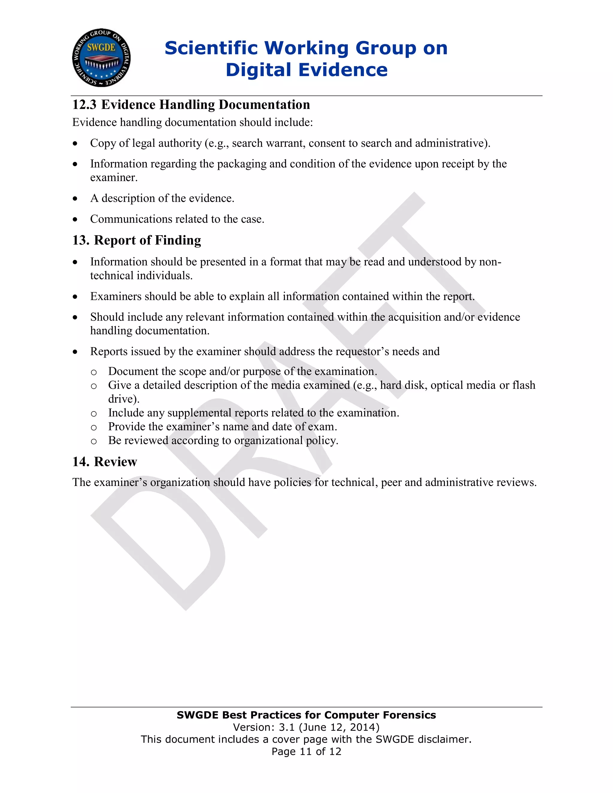 SWGDE Best Practices for Computer Forensics | PDF | Databases ...