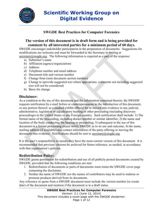 SWGDE Best Practices for Computer Forensics | PDF | Databases ...