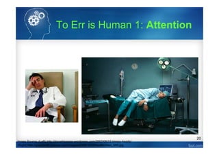 20
Image Source: (Left) http://docwhisperer.wordpress.com/2007/05/31/sleepy-heads/
(Right) http://graphics8.nytimes.com/images/2008/12/05/health/chen_600.jpg
To Err is Human 1: Attention
 