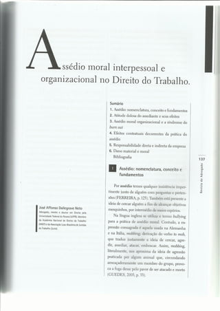 ASSÉDIO MORAL INTERPESSOAL E ORGANIZACIONAL NO DIREITO DO TRABALHO