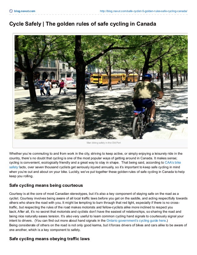Cycle Safely Rules of Safe Cycling in Canada