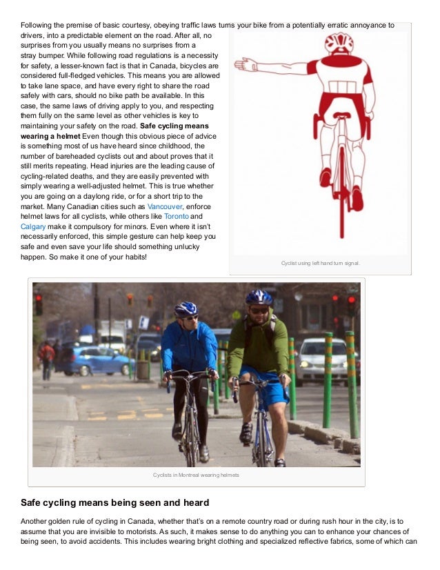 Cycle Safely Rules of Safe Cycling in Canada