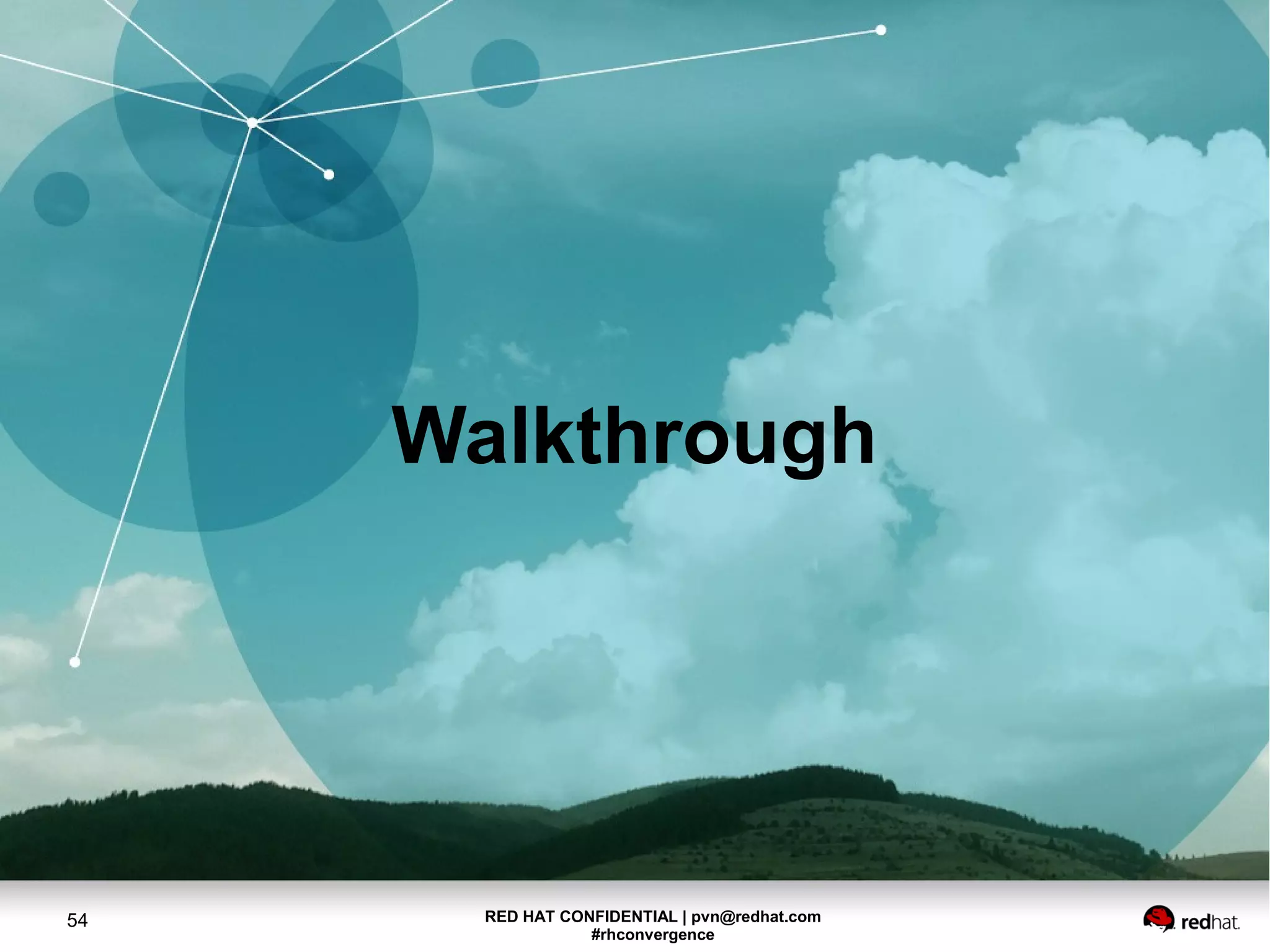 RED HAT CONFIDENTIAL | pvn@redhat.com
#rhconvergence
54
Walkthrough
 