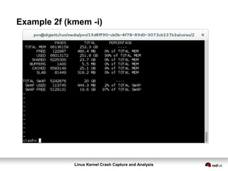 Linux Kernel Crash Capture and Analysis
Example 2f (kmem -i)
 
