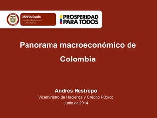 Andrés Restrepo
Viceministro de Hacienda y Crédito Público
Junio de 2014
Panorama macroeconómico de
Colombia
 