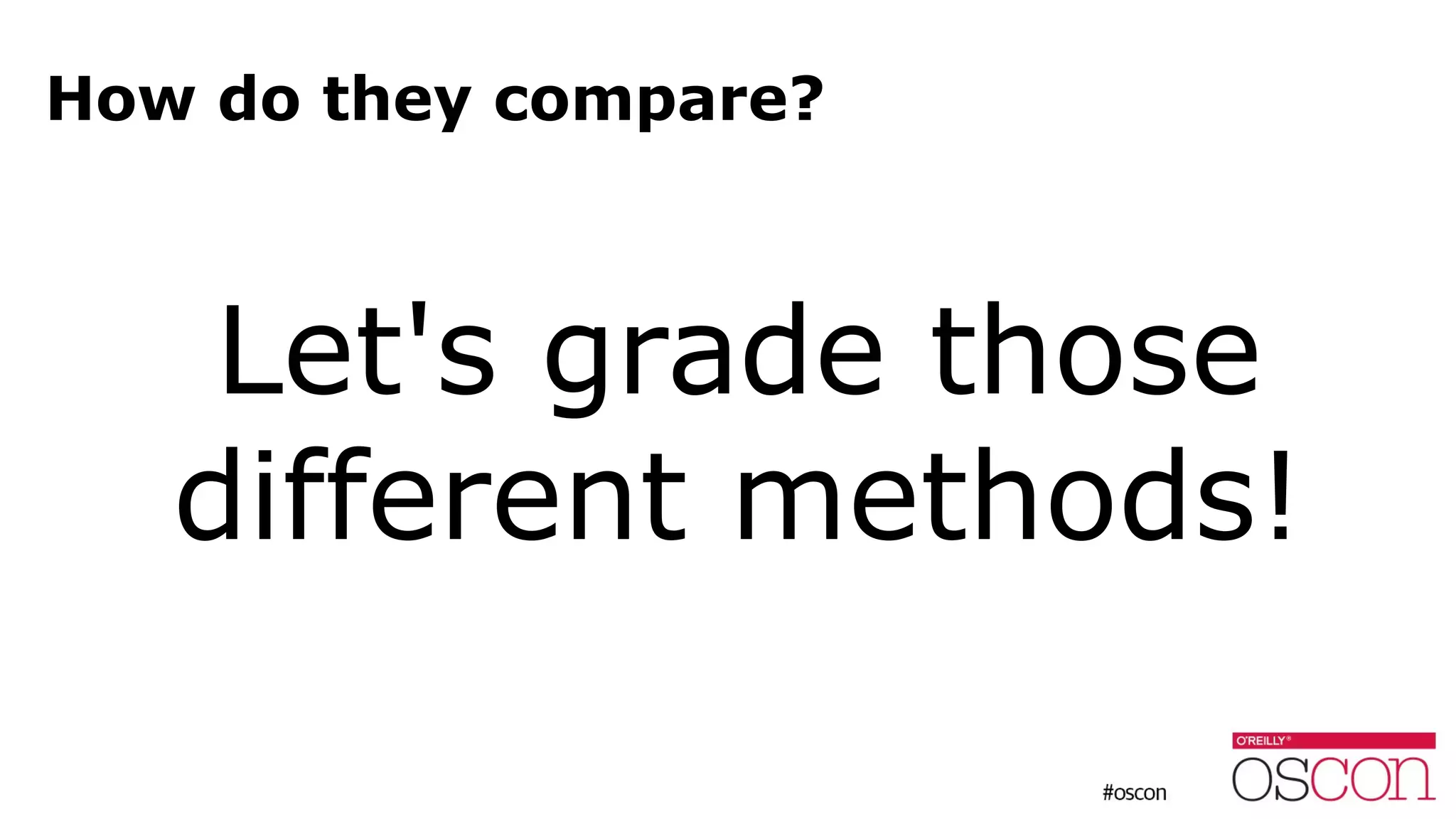 How do they compare?
Let's grade those
different methods!
 