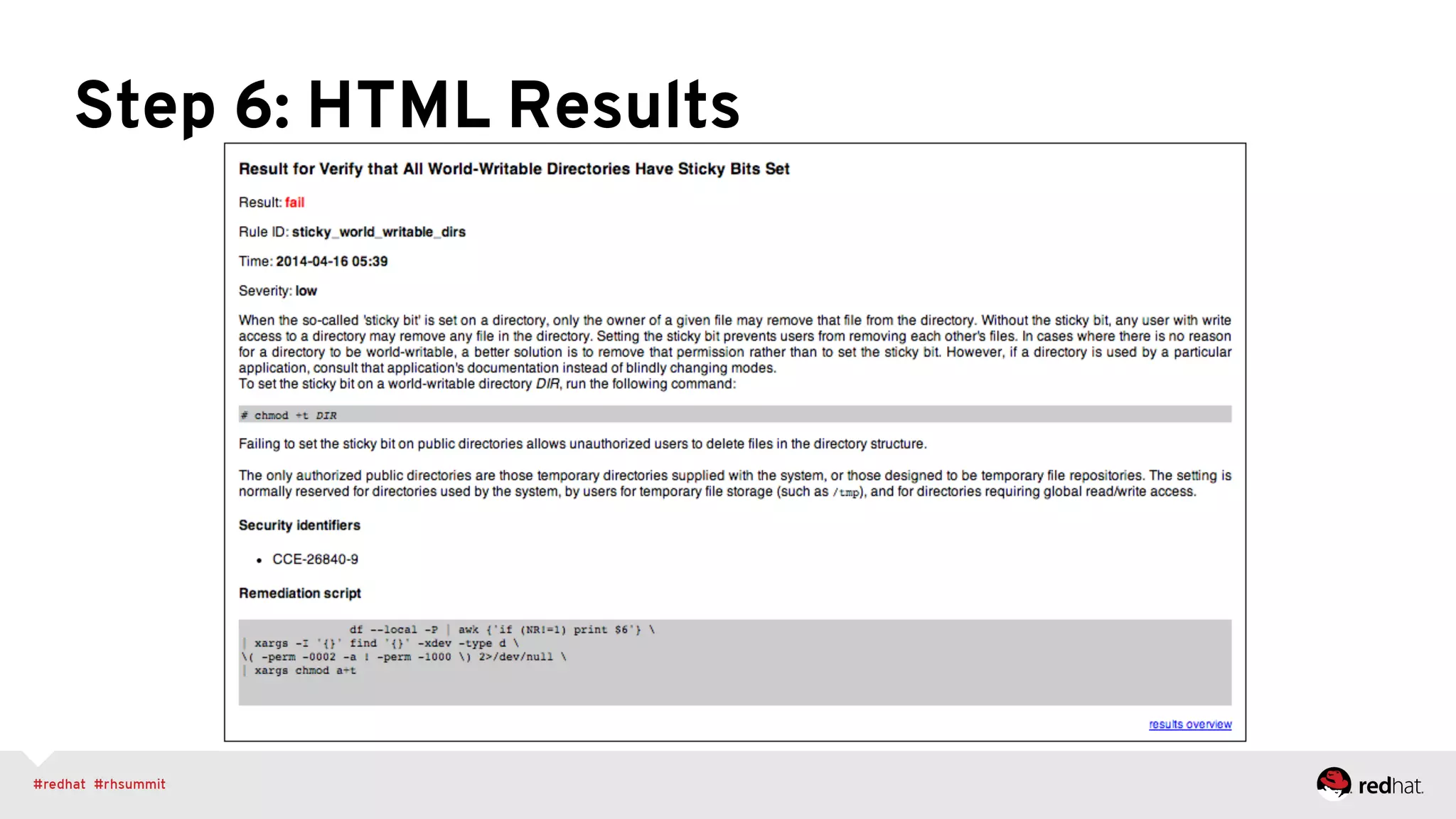 Step 6: HTML Results
 