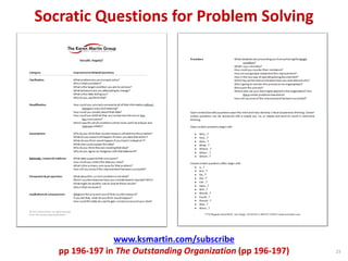 23
Socratic Questions for Problem Solving
www.ksmartin.com/subscribe
pp 196-197 in The Outstanding Organization (pp 196-197)
 