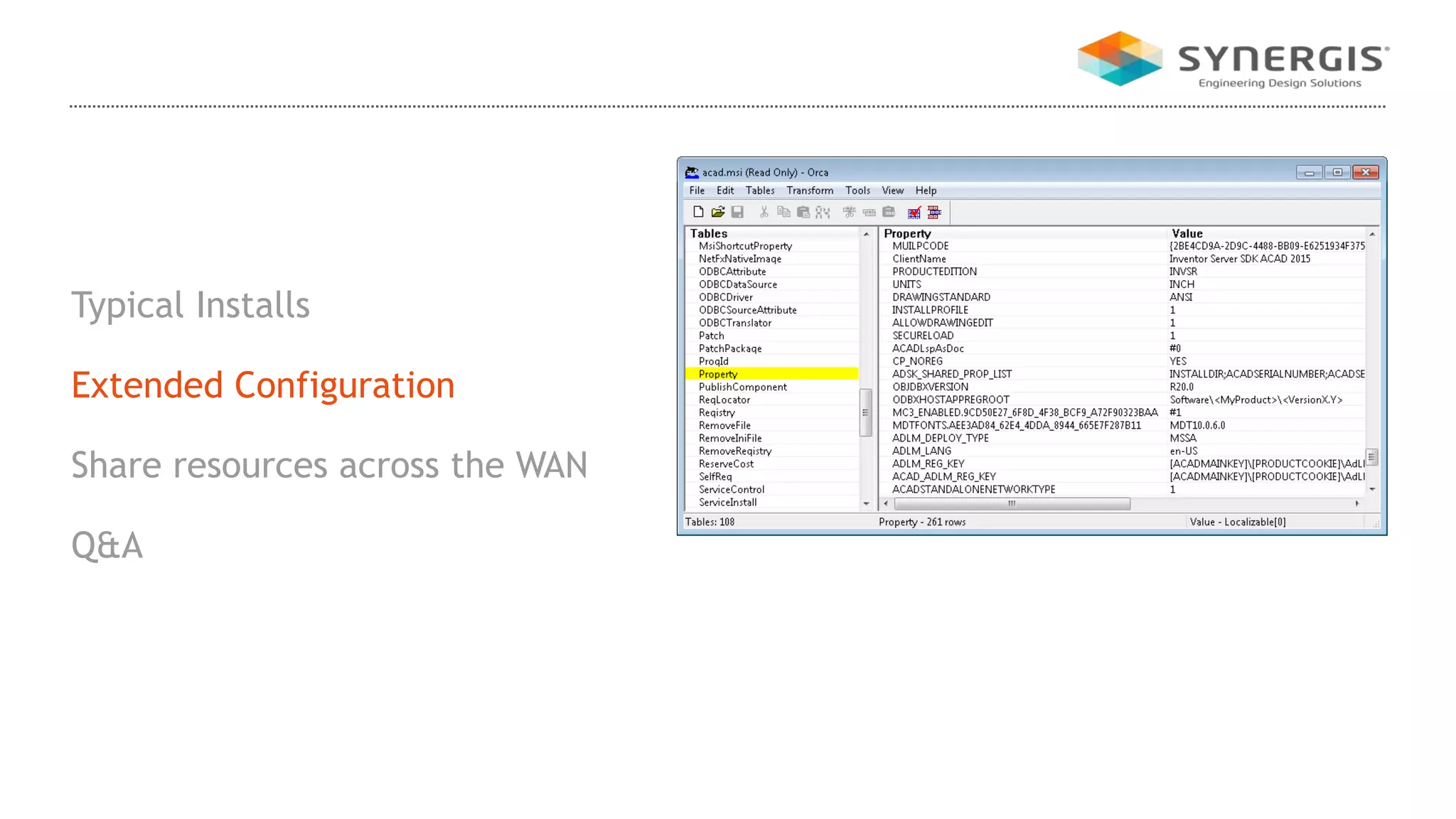 Typical Installs
Extended Configuration
Share resources across the WAN
Q&A
 