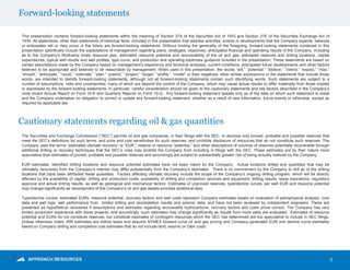 Forward-looking statements
2
This presentation contains forward-looking statements within the meaning of Section 27A of the Securities Act of 1933 and Section 21E of the Securities Exchange Act of
1934. All statements, other than statements of historical facts, included in this presentation that address activities, events or developments that the Company expects, believes
or anticipates will or may occur in the future are forward-looking statements. Without limiting the generality of the foregoing, forward-looking statements contained in this
presentation specifically include the expectations of management regarding plans, strategies, objectives, anticipated financial and operating results of the Company, including
as to the Company’s Wolfcamp shale resource play, estimated resource potential and recoverability of the oil and gas, estimated reserves and drilling locations, capital
expenditures, typical well results and well profiles, type curve, and production and operating expenses guidance included in the presentation. These statements are based on
certain assumptions made by the Company based on management's experience and technical analyses, current conditions, anticipated future developments and other factors
believed to be appropriate and believed to be reasonable by management. When used in this presentation, the words “will,” “potential,” “believe,” “intend,” “expect,” “may,”
“should,” “anticipate,” “could,” “estimate,” “plan,” “predict,” “project,” “target,” “profile,” “model” or their negatives, other similar expressions or the statements that include those
words, are intended to identify forward-looking statements, although not all forward-looking statements contain such identifying words. Such statements are subject to a
number of assumptions, risks and uncertainties, many of which are beyond the control of the Company, which may cause actual results to differ materially from those implied
or expressed by the forward-looking statements. In particular, careful consideration should be given to the cautionary statements and risk factors described in the Company's
most recent Annual Report on Form 10-K and Quarterly Reports on Form 10-Q. Any forward-looking statement speaks only as of the date on which such statement is made
and the Company undertakes no obligation to correct or update any forward-looking statement, whether as a result of new information, future events or otherwise, except as
required by applicable law.
The Securities and Exchange Commission (“SEC”) permits oil and gas companies, in their filings with the SEC, to disclose only proved, probable and possible reserves that
meet the SEC’s definitions for such terms, and price and cost sensitivities for such reserves, and prohibits disclosure of resources that do not constitute such reserves. The
Company uses the terms “estimated ultimate recovery” or “EUR,” reserve or resource “potential,” and other descriptions of volumes of reserves potentially recoverable through
additional drilling or recovery techniques that the SEC’s rules may prohibit the Company from including in filings with the SEC. These estimates are by their nature more
speculative than estimates of proved, probable and possible reserves and accordingly are subject to substantially greater risk of being actually realized by the Company.
EUR estimates, identified drilling locations and resource potential estimates have not been risked by the Company. Actual locations drilled and quantities that may be
ultimately recovered from the Company’s interest may differ substantially from the Company’s estimates. There is no commitment by the Company to drill all of the drilling
locations that have been attributed these quantities. Factors affecting ultimate recovery include the scope of the Company’s ongoing drilling program, which will be directly
affected by the availability of capital, drilling and production costs, availability of drilling and completion services and equipment, drilling results, lease expirations, regulatory
approval and actual drilling results, as well as geological and mechanical factors Estimates of unproved reserves, type/decline curves, per well EUR and resource potential
may change significantly as development of the Company’s oil and gas assets provides additional data.
Type/decline curves, estimated EURs, resource potential, recovery factors and well costs represent Company estimates based on evaluation of petrophysical analysis, core
data and well logs, well performance from limited drilling and recompletion results and seismic data, and have not been reviewed by independent engineers. These are
presented as hypothetical recoveries if assumptions and estimates regarding recoverable hydrocarbons, recovery factors and costs prove correct. The Company has very
limited production experience with these projects, and accordingly, such estimates may change significantly as results from more wells are evaluated. Estimates of resource
potential and EURs do not constitute reserves, but constitute estimates of contingent resources which the SEC has determined are too speculative to include in SEC filings.
Unless otherwise noted, IRR estimates are before taxes and assume NYMEX forward-curve oil and gas pricing and Company-generated EUR and decline curve estimates
based on Company drilling and completion cost estimates that do not include land, seismic or G&A costs.
Cautionary statements regarding oil & gas quantities
 