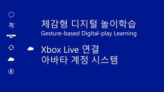 체감형 디지털 놀이학습
Gesture-based Digital-play Learning
Xbox Live 연결
아바타 계정 시스템
 