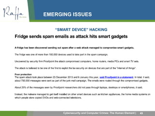 EMERGING ISSUES 
“SMART DEVICE” HACKING 
Cybersecurity and Computer Crimes: The Human Element | 49 
 