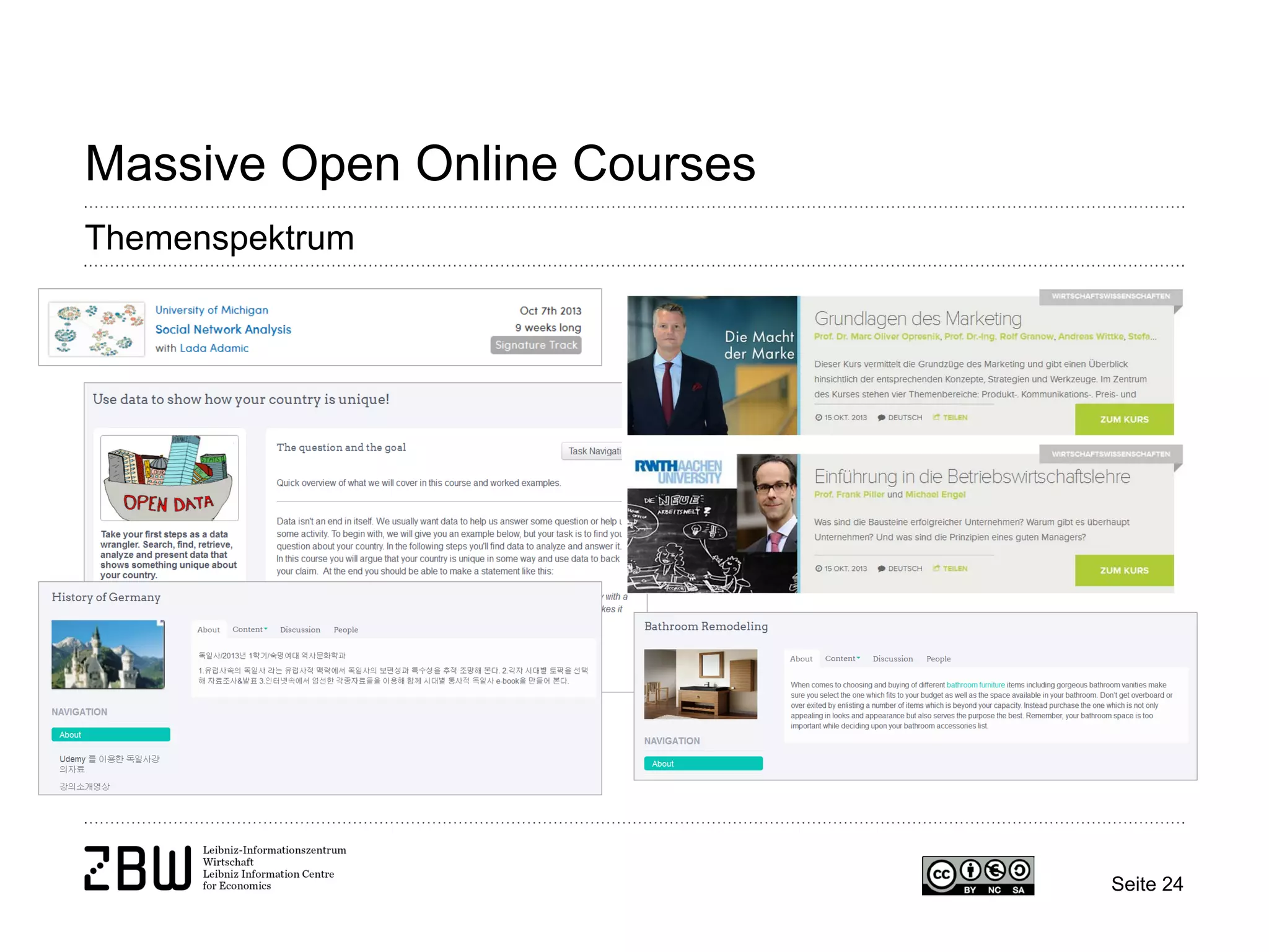 Seite 24 
Massive Open Online Courses 
Themenspektrum  