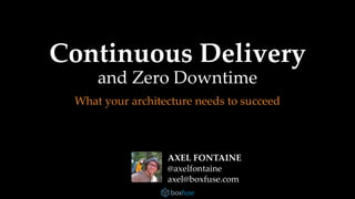 Continuous Deliveryand Zero DowntimeWhat your architecture needs to succeed 
AXEL FONTAINE@axelfontaineaxel@boxfuse.com  