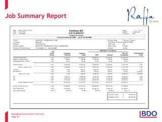 Managing Government Contracts 
Page 81 
Job Summary Report 
8 
 