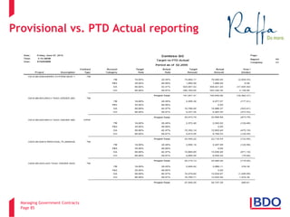 Managing Government Contracts 
Page 85 
Provisional vs. PTD Actual reporting 
8 
 