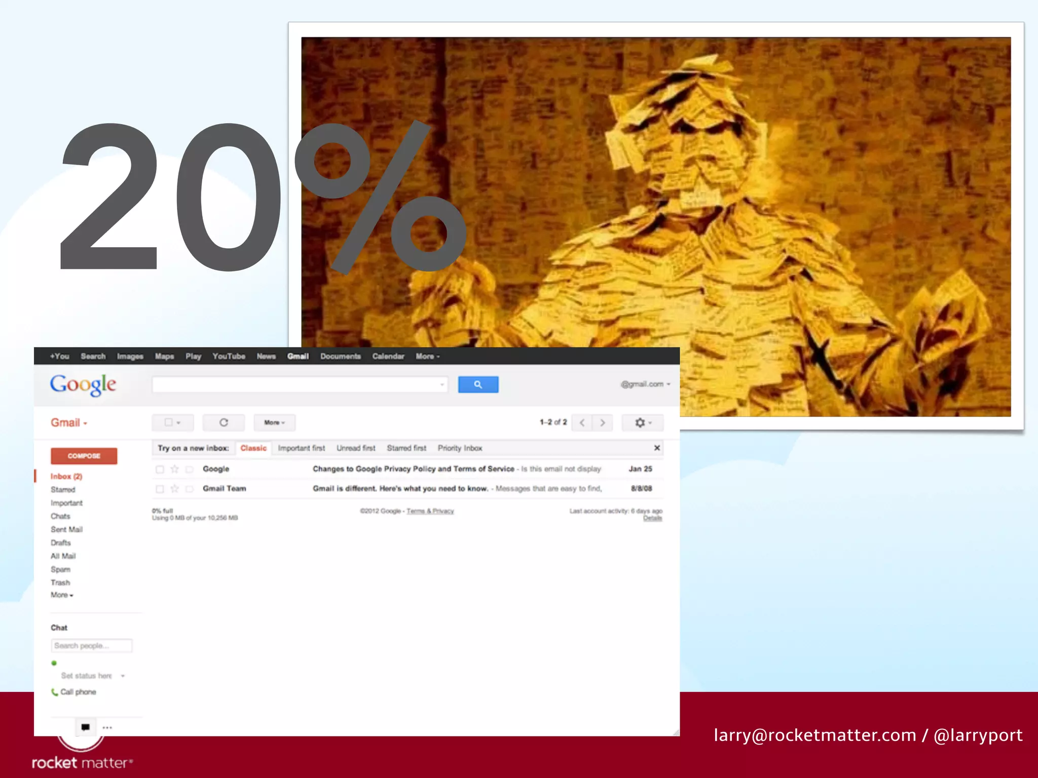 larry@rocketmatter.com / @larryport 
20% 
 