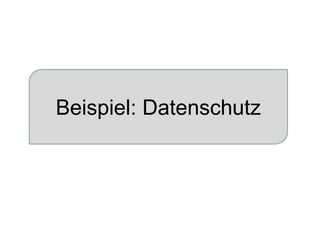 Beispiel: Datenschutz 
 