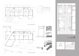 Plan du premier étage 
Plan du rez-de-jardin 
Détail d’un logement 
Détail du vélum au rez-de-jardin. 
Création d’espaces encaissés à l’extérieur 
Croquis du logement 
26 
 