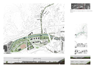 Phase 2 
reconversion du délaissé urbain de la friche indus-trielle 
La friche industrielle en mutation constitue la deuxième 
phase du projet. Ce site, bien qu’étant une articulation évi-dente 
entre la centre ville et la zone commercial, ne joue pas 
son rôle d’espace transitoire, et produit un délaissé urbain. En 
effet, la circulation n’est pas évidente entre ces entités. 
La requalification de cette friche accentue la nouvelle aire 
économique par l’implantation d’activités tertiaires et de lo- 
3311 
 