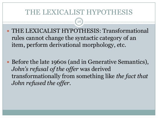 what is lexicalist hypothesis