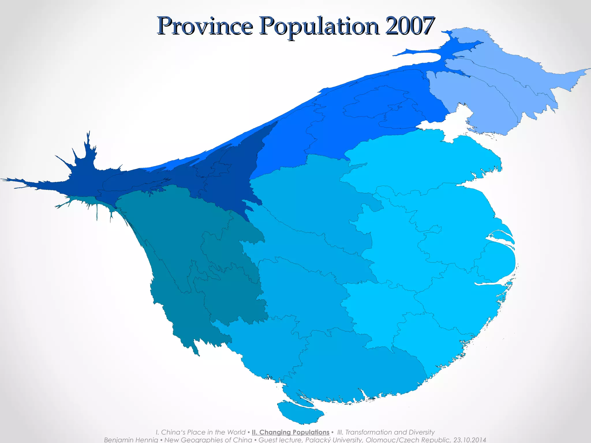 Minorities in China (2000)Minorities in China (2000)
I. China‘s Place in the World  II. Changing Populations  III. Transformation and Diversity
Benjamin Hennig  New Geographies of China  Guest lecture, Palacký University, Olomouc/Czech Republic, 23.10.2014
Muslim population groups Foreigners with Chinese citizenship
Hezhen population Xibe population
 