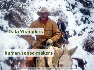 Data Wranglers
human sense-makers
Photo CC (BY-NC) Alan English CPA: https://www.flickr.com/photos/alanenglish/4198114139
 