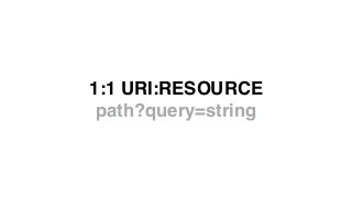 1:1 URI:RESOURCE 
path?query=string 
 